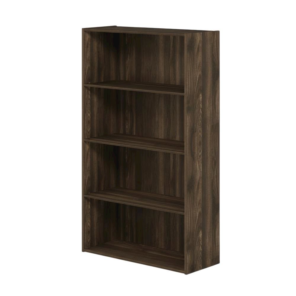 Wooden 4-Tier Open Shelf with Ample Storage in Walnut Finish. Picture 1