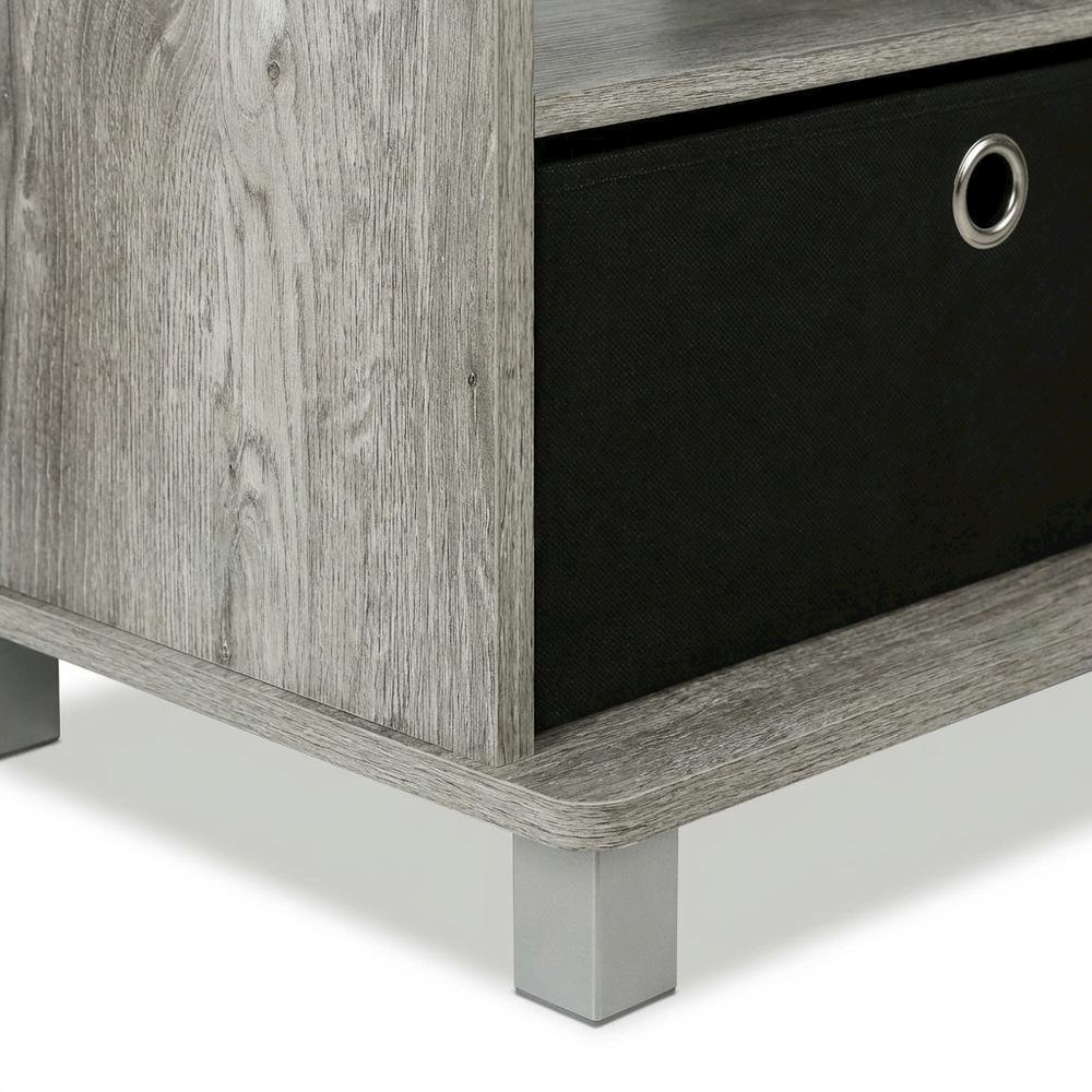 Gray/Black entertainment center with bin drawers and modern design. Picture 6