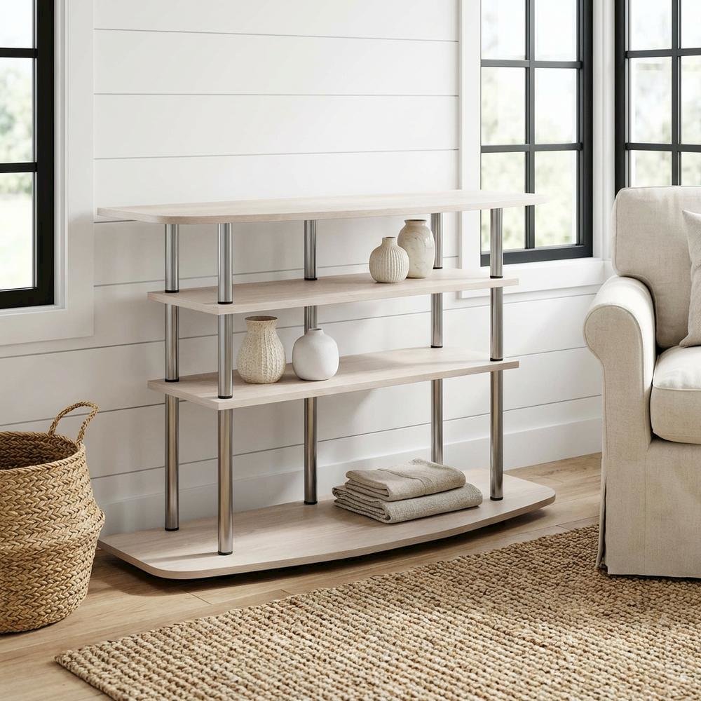 White Oak 4-Tier TV Stand with Wood Store Display for up to 46-inch Screens. Picture 2
