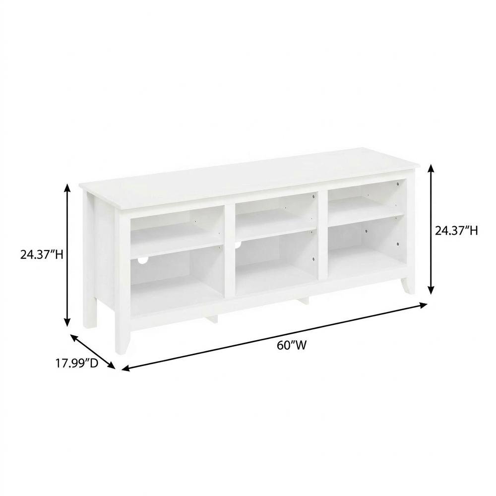 White Wooden TV Stand, Up to 65 Inch Entertainment Center, Spacious Storage. Picture 7