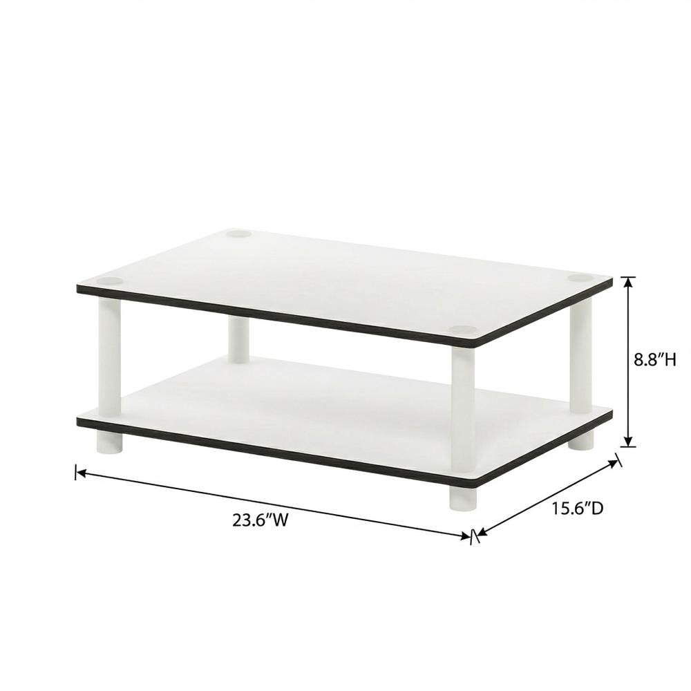 Modern white coffee table with open shelf, 2-tier design and sleek style. Picture 7