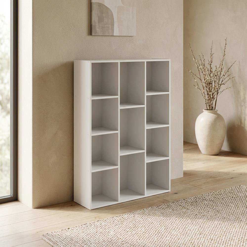 White 11-Cube Open Shelf Storage Organizer, 29 Inch Wide, Closet. Picture 2