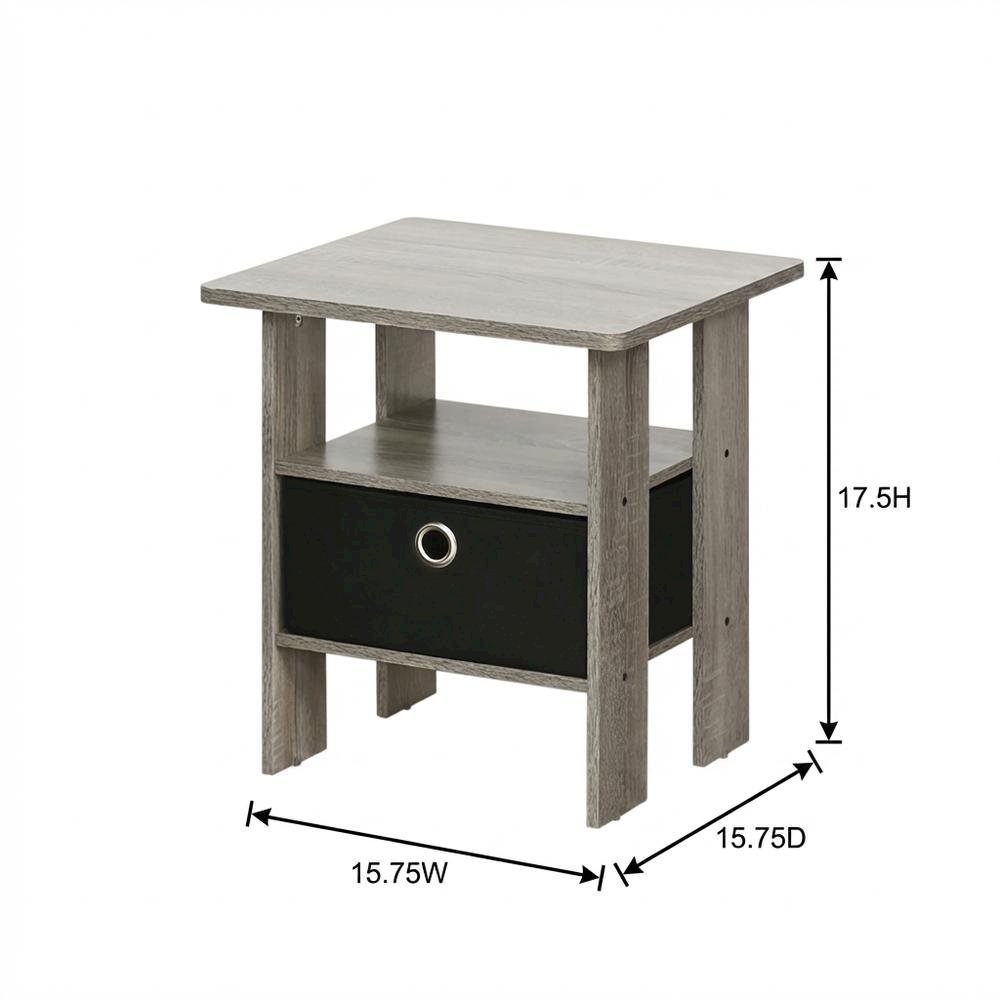 Grey night stand with storage bin drawer, stylish bedroom accent. Picture 7