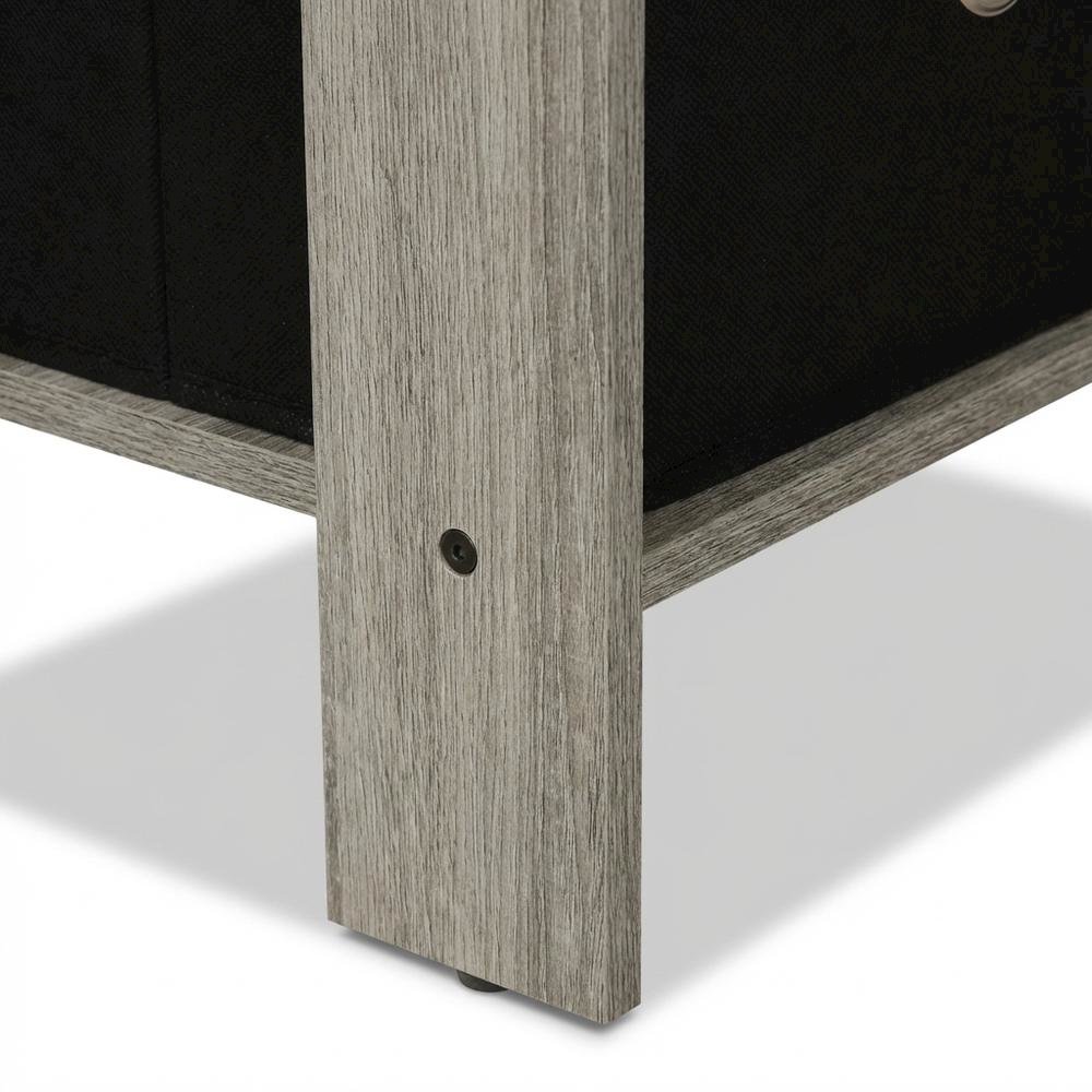 Grey night stand with storage bin drawer, stylish bedroom accent. Picture 6