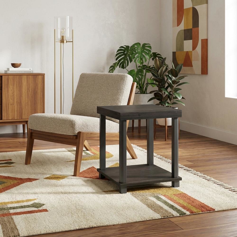 Espresso, End Side Table, Open Shelf, Quality Build. Picture 2