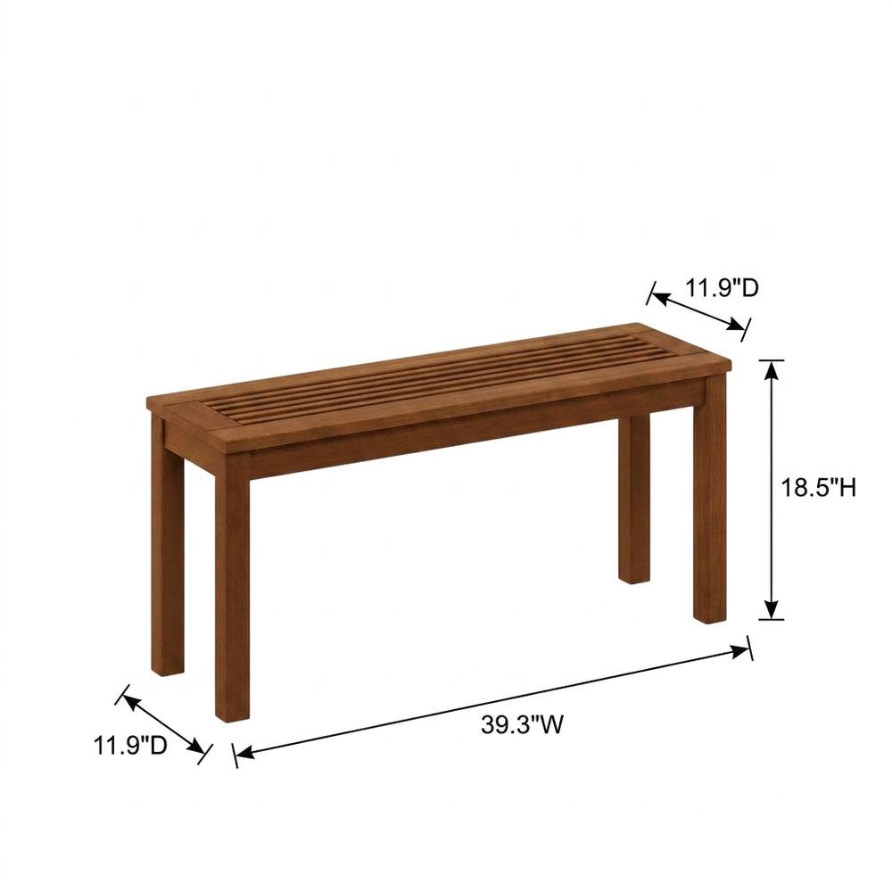 Natural Hardwood Bench, Teak Oil Finish, Backless Garden Seat. Picture 7