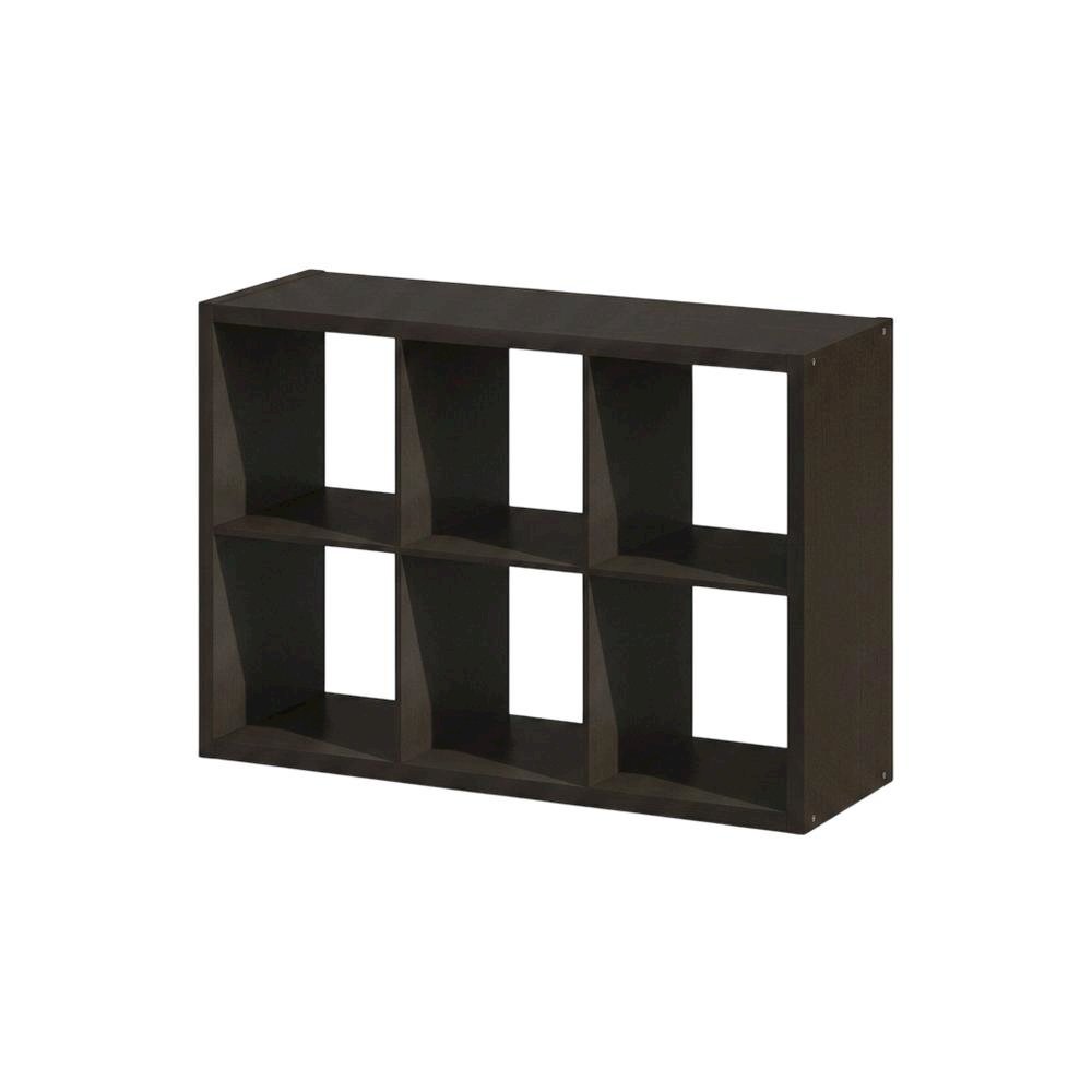 Black Wood Open Back Closet Storage Organizer Shelf Unit. Picture 1