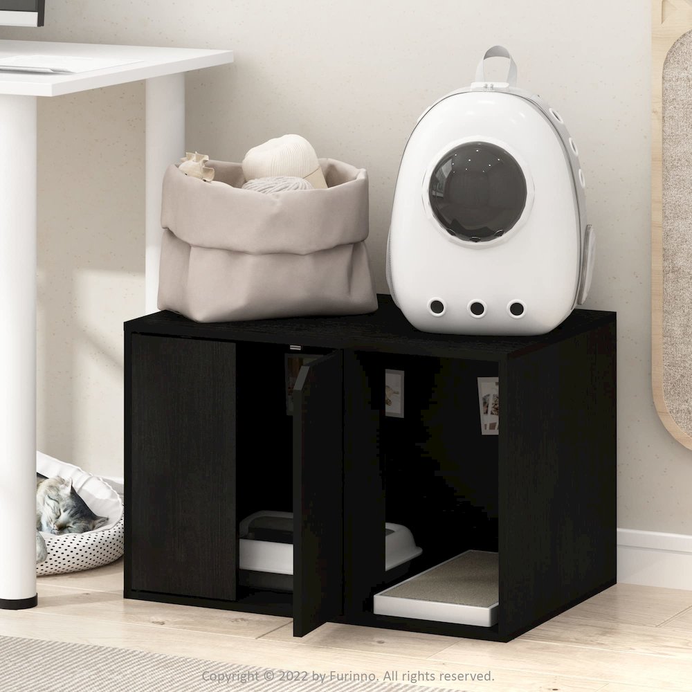 Furinno Peli Small End Table with Litter Box Enclosure, Americano. Picture 3