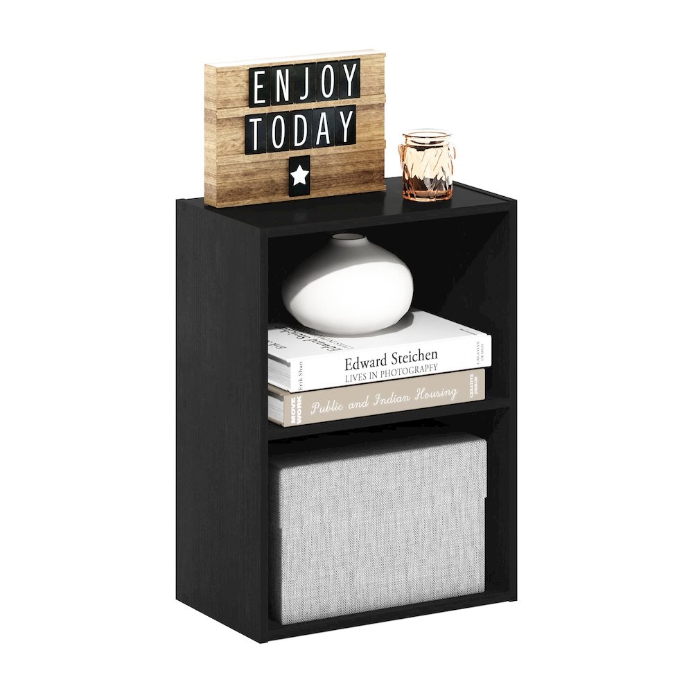 Furinno Luder 2-Tier Open Shelf Bookcase, Blackwood. Picture 5