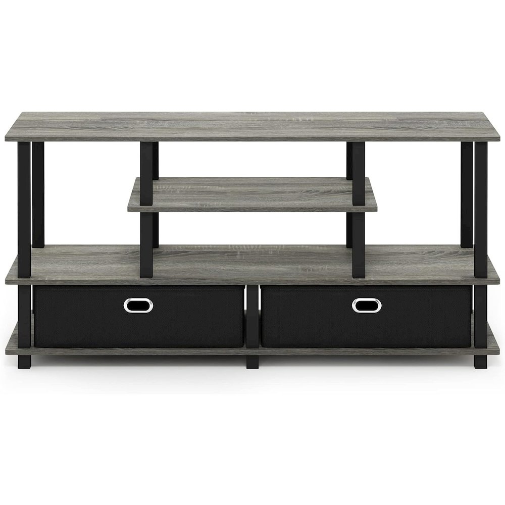 Grey 50 Inch TV Stand with Storage Bins and Shelves for Living Room. Picture 4