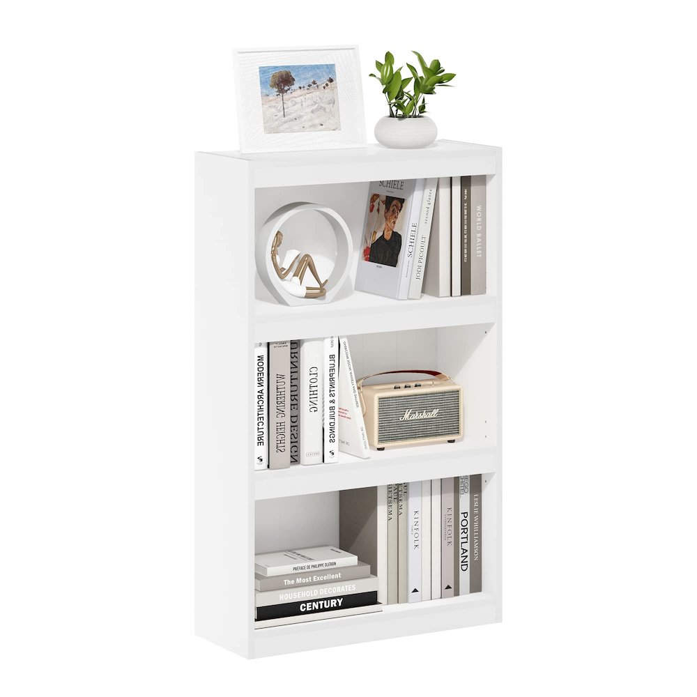 Furinno JAYA Enhanced Home 3-Tier Adjustable Shelf Bookcase, White. Picture 5