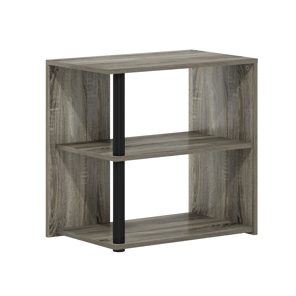 Furinno Romain 2-Tier End Table, French Oak/Black. Picture 1