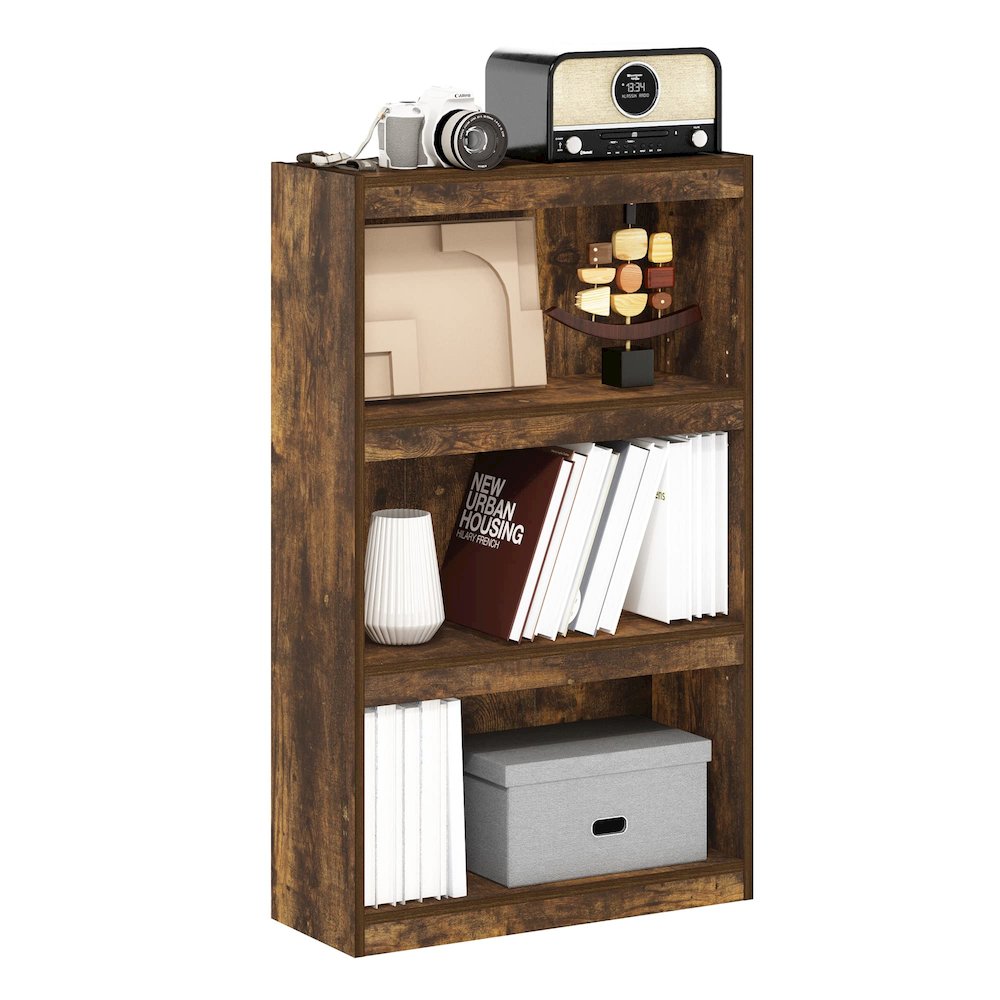 Furinno JAYA Enhanced Home 3-Tier Adjustable Shelf Bookcase, Amber Pine. Picture 5