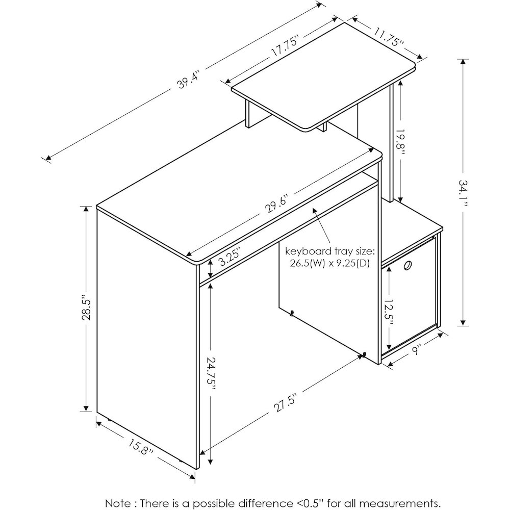 Brown Wooden Office Desk with Storage, Writing Desk and Study Desk Design. Picture 8