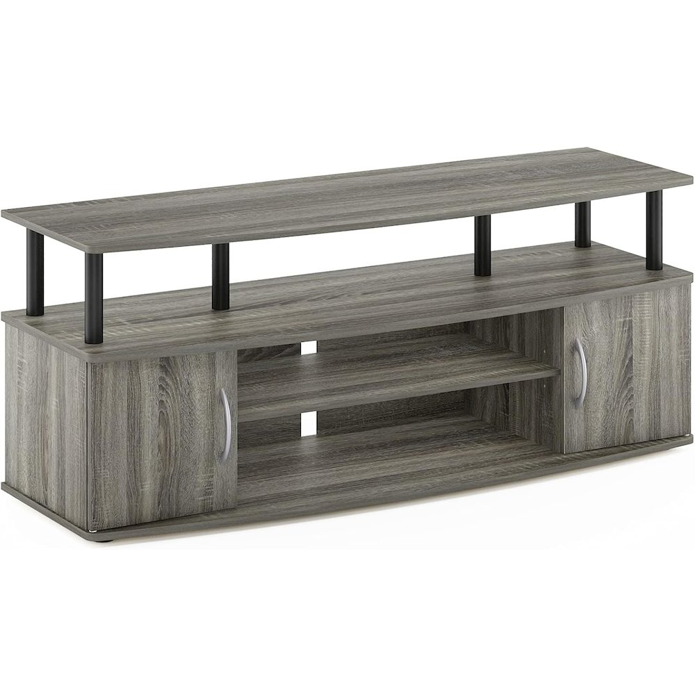 Grey 50 Inch TV Stand,Three Open Shelves and Two-Door Storage Modern TV Console. Picture 1