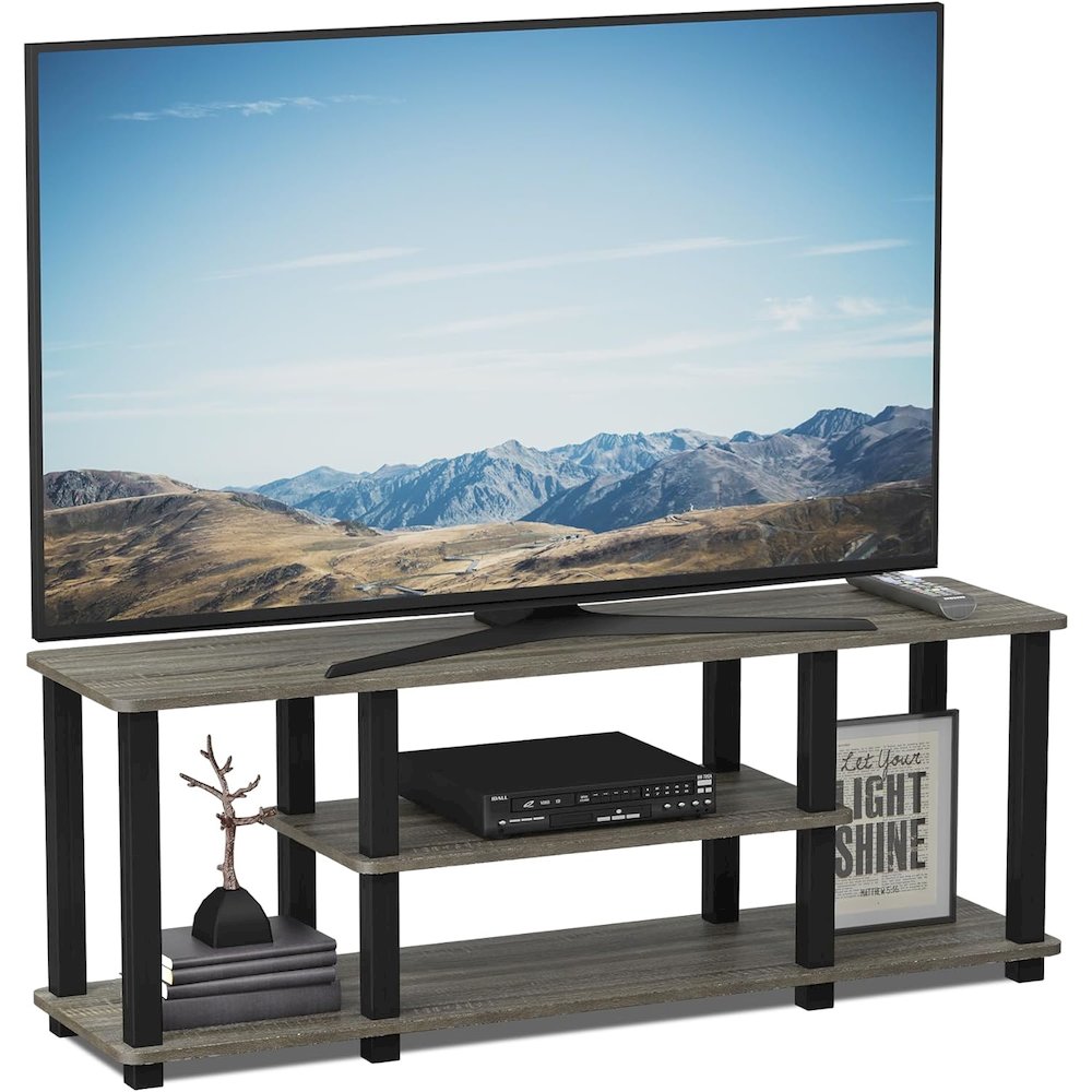Elegant Grey 3-Tier TV Console,Open Storage, 50 Inch TV Stand for Living Room. Picture 5