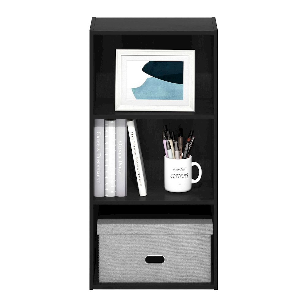 Furinno Luder 3-Tier Open Shelf Bookcase, Blackwood. Picture 6