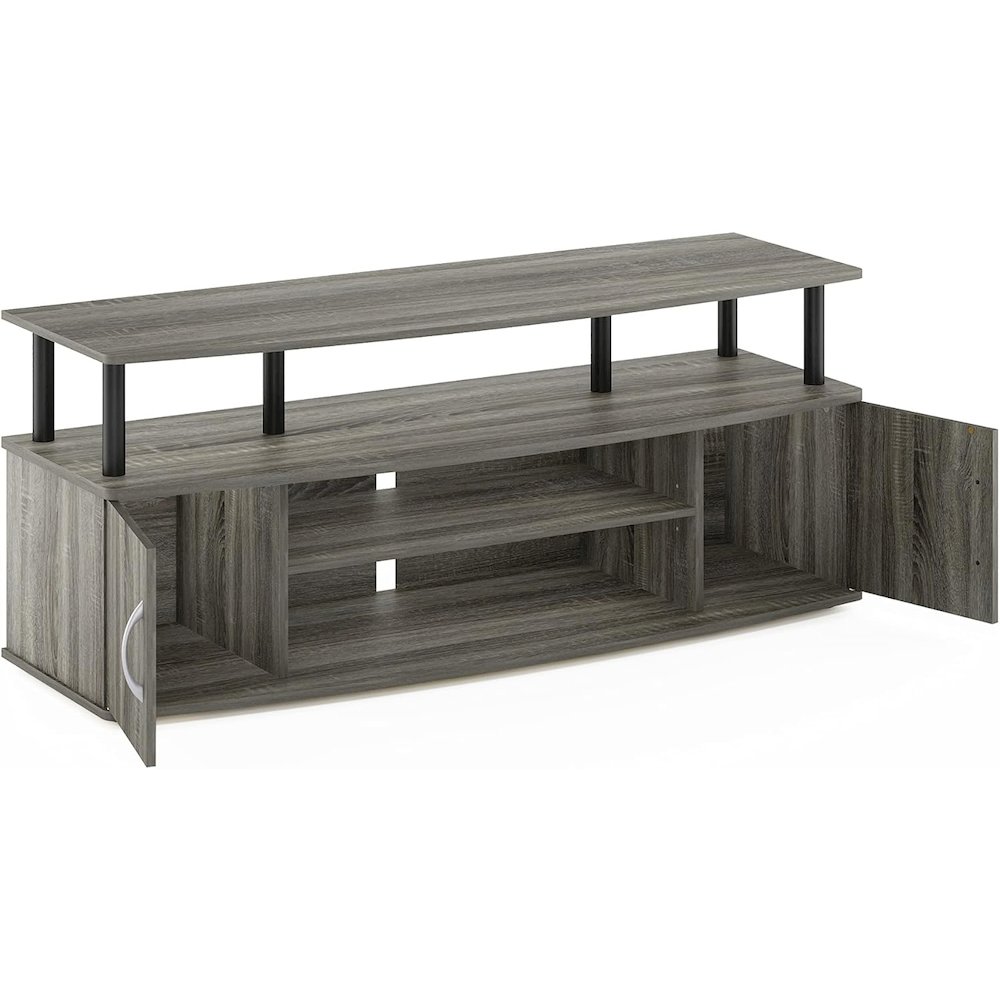 Grey 50 Inch TV Stand,Three Open Shelves and Two-Door Storage Modern TV Console. Picture 5
