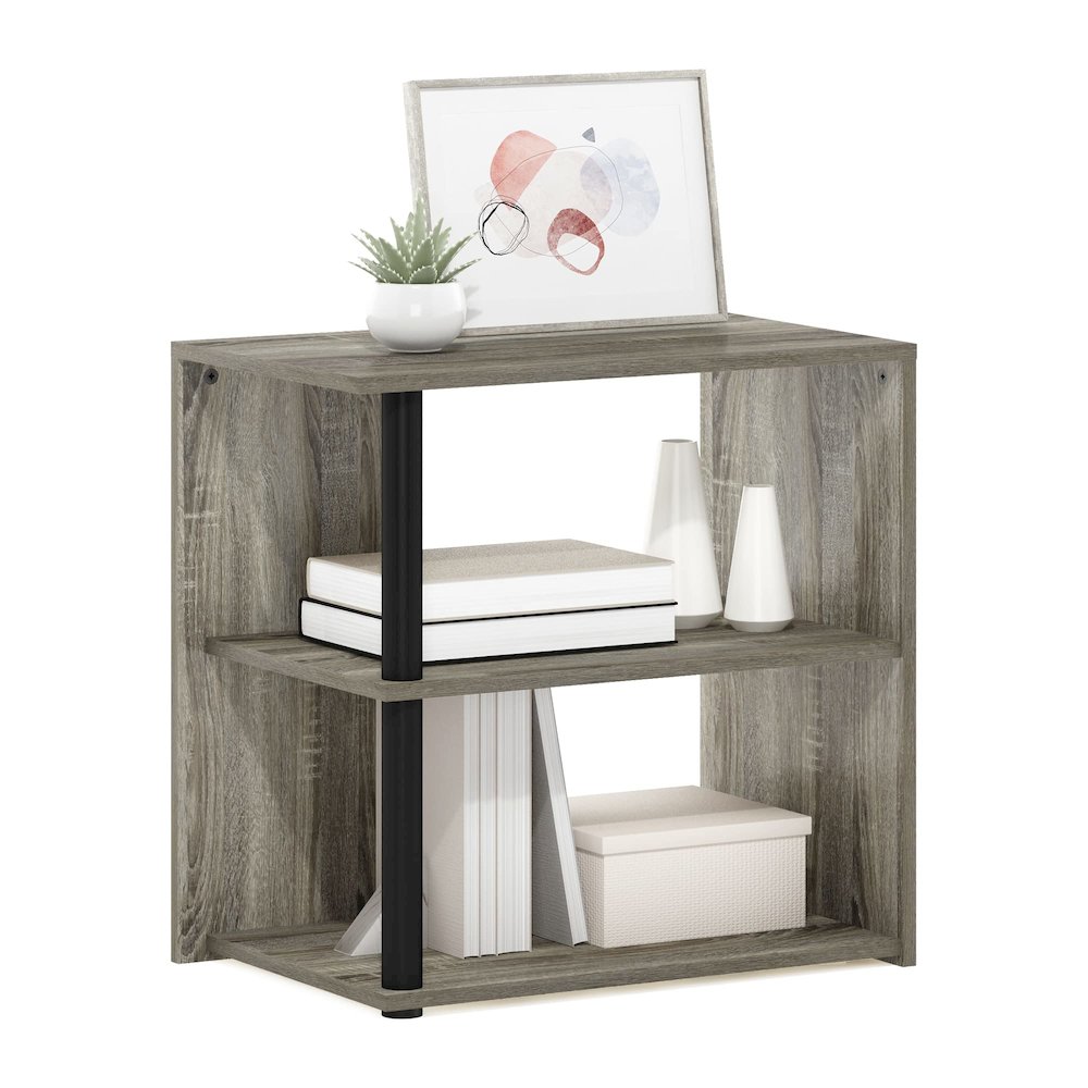 Furinno Romain 2-Tier End Table, French Oak/Black. Picture 5