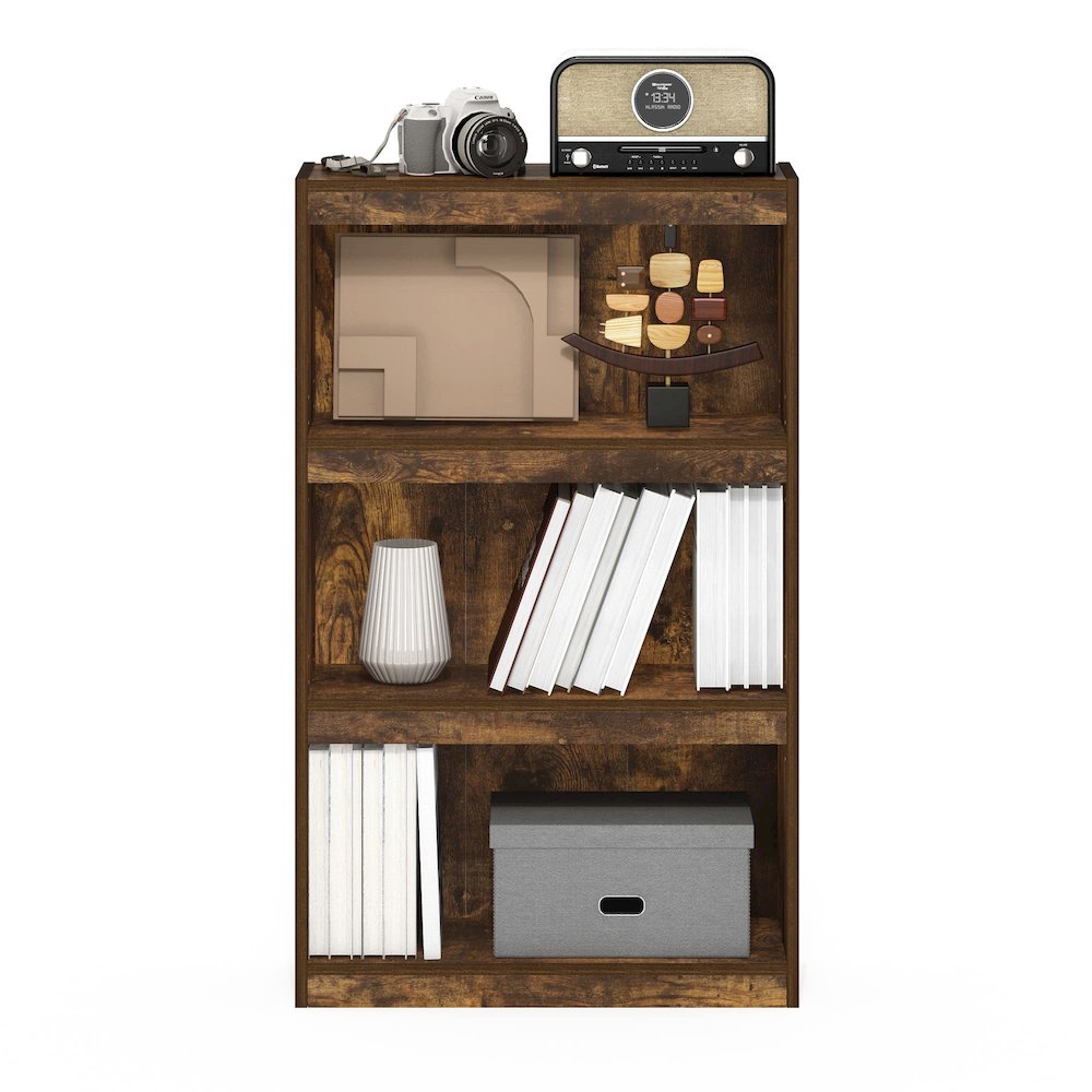 Furinno JAYA Enhanced Home 3-Tier Adjustable Shelf Bookcase, Amber Pine. Picture 6