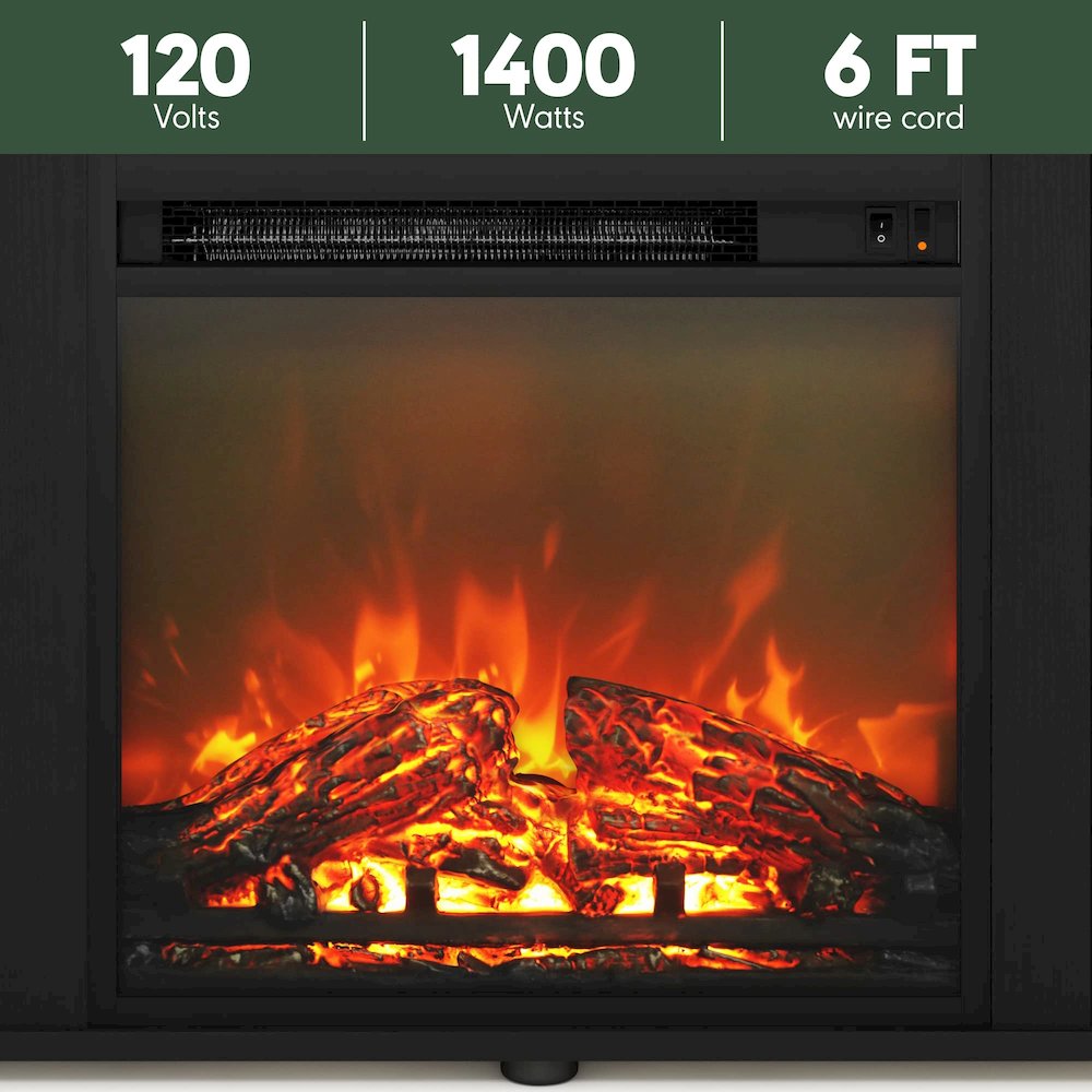 Furinno Jensen Fireplace Entertainment Center for TV up to 70 Inch with Stainless Steel Tubes, Americano/Chrome. Picture 7