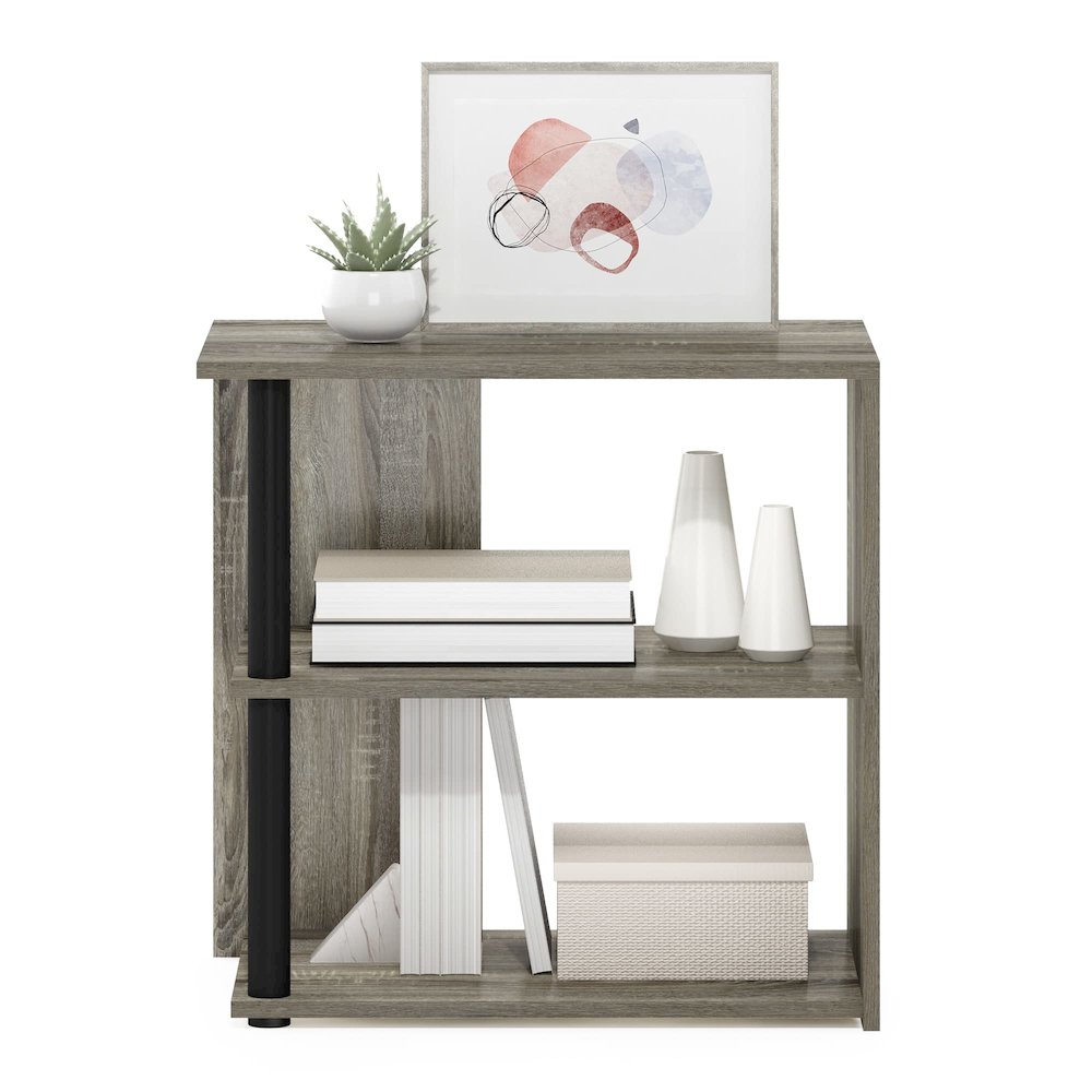 Furinno Romain 2-Tier End Table, French Oak/Black. Picture 6