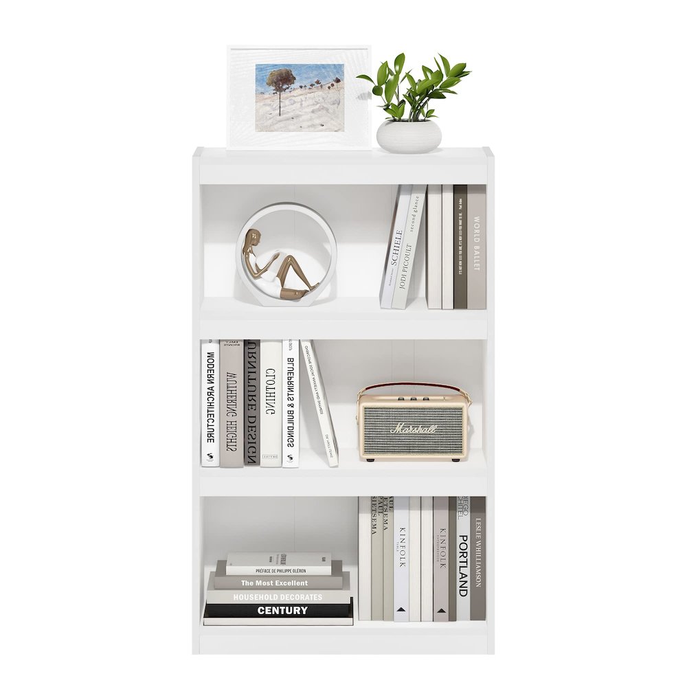 Furinno JAYA Enhanced Home 3-Tier Adjustable Shelf Bookcase, White. Picture 6