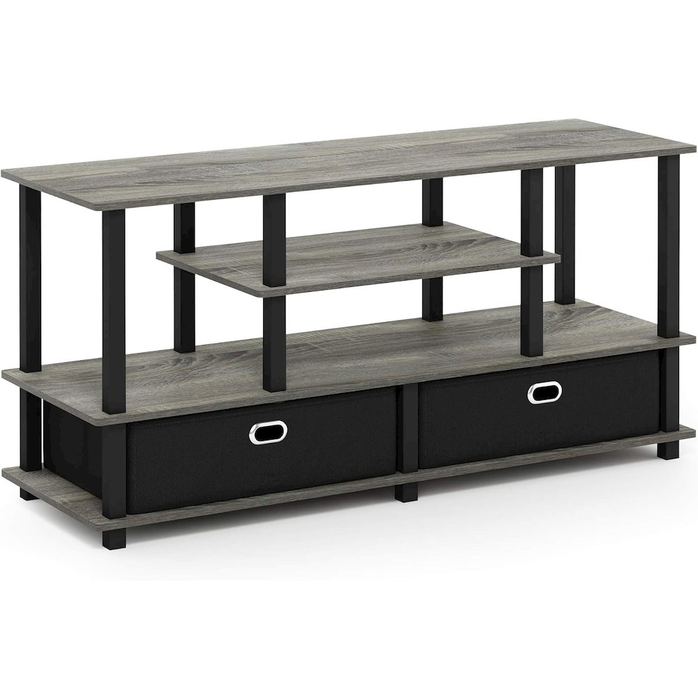 Grey 50 Inch TV Stand with Storage Bins and Shelves for Living Room. Picture 1