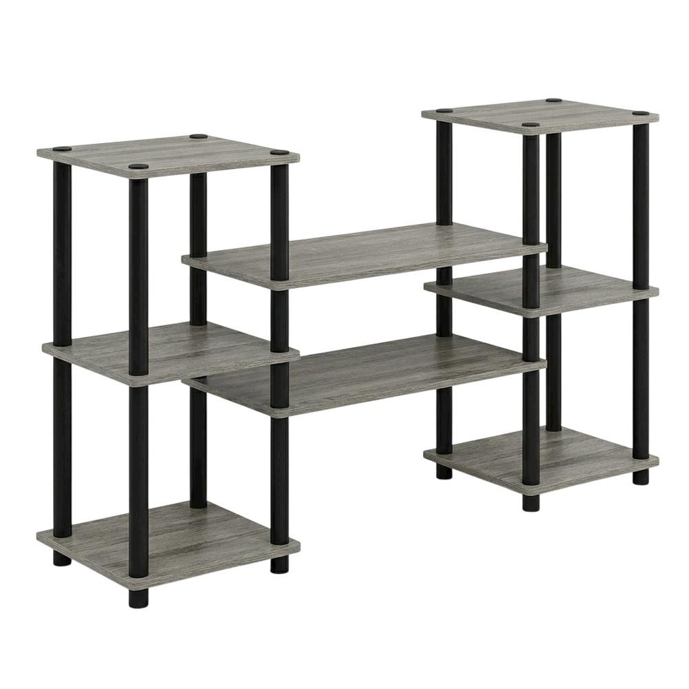 Contemporary Entertainment Center in French Oak and Black Finish with Storage. Picture 1