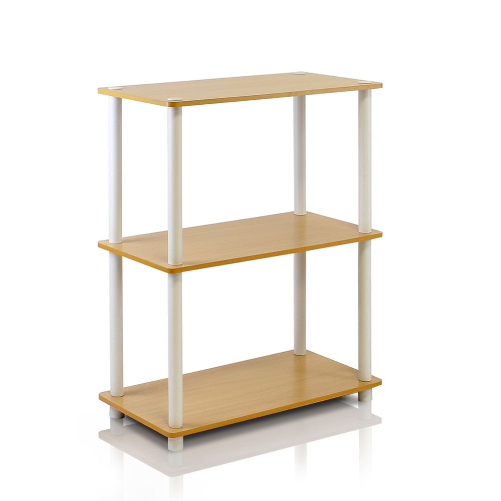 Turn-N-Tube 3-Tier Compact Multipurpose Shelf Display Rack, Beech. Picture 1