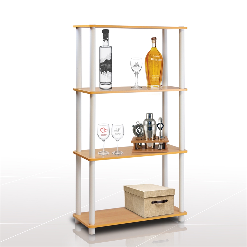 Turn-N-Tube 4-Tier Multipurpose Shelf Display Rack, Beech/White,. Picture 4