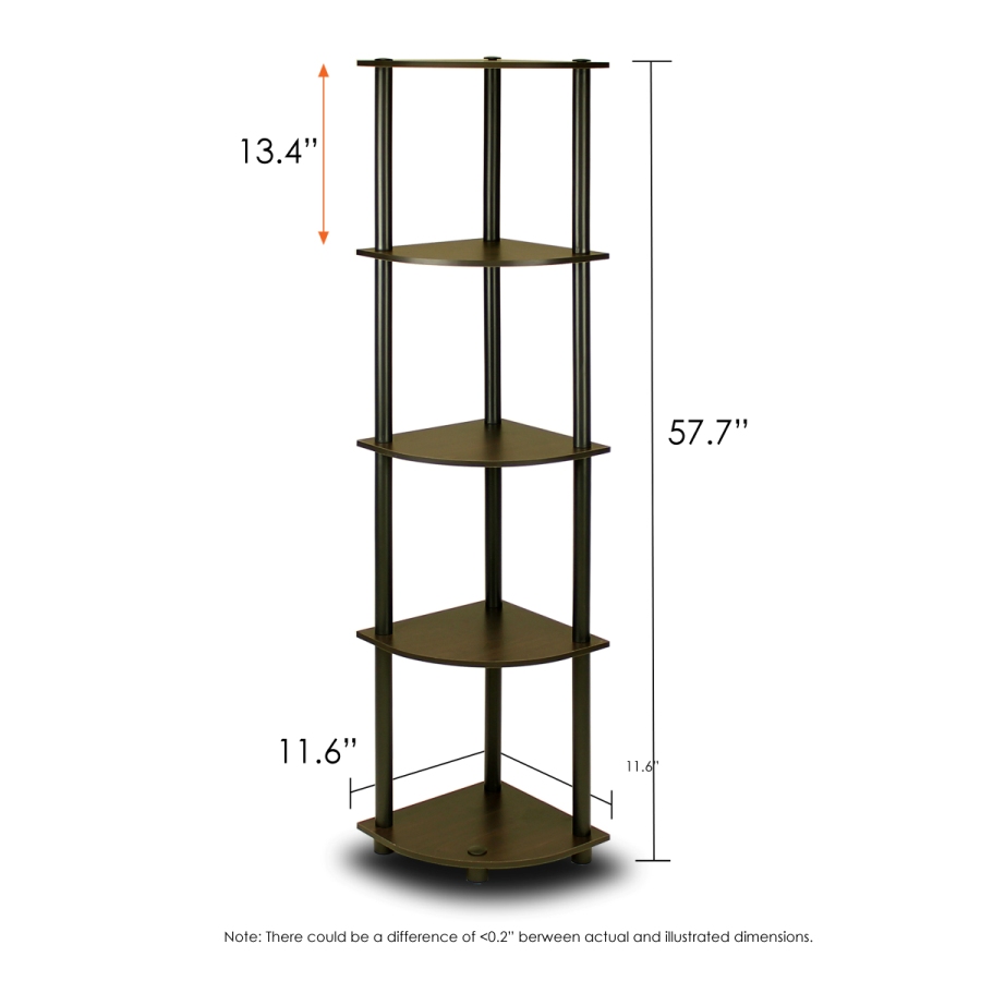 Turn-N-Tube 5 Tier Corner Display Rack Multipurpose Shelving Unit, Espresso/Black. Picture 2