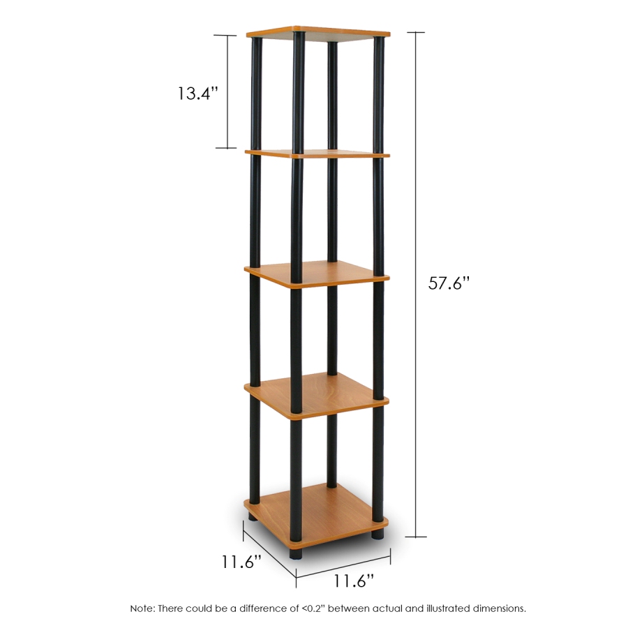 Turn-N-Tube 5-Tier Corner Square Rack Display Shelf, Light Cherry/Black. Picture 2