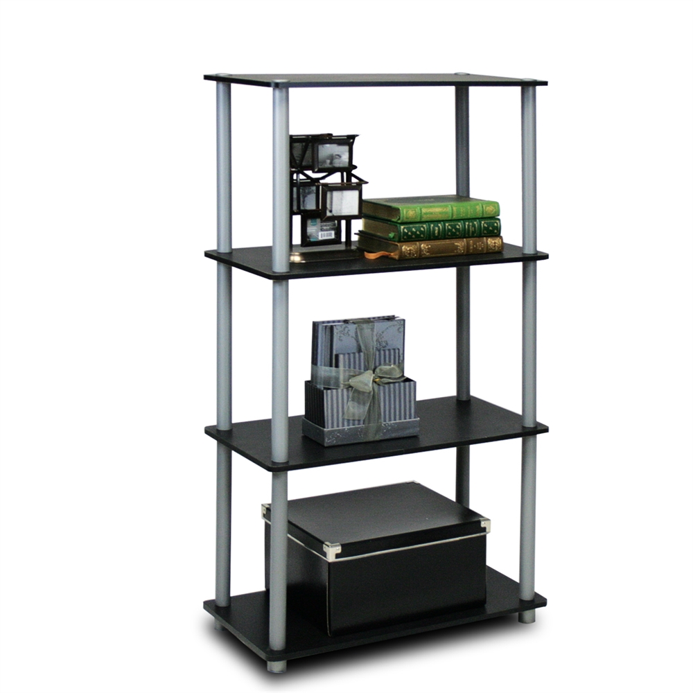 Turn-N-Tube 4-Tier Multipurpose Shelf Display Rack, Black/Grey. Picture 1