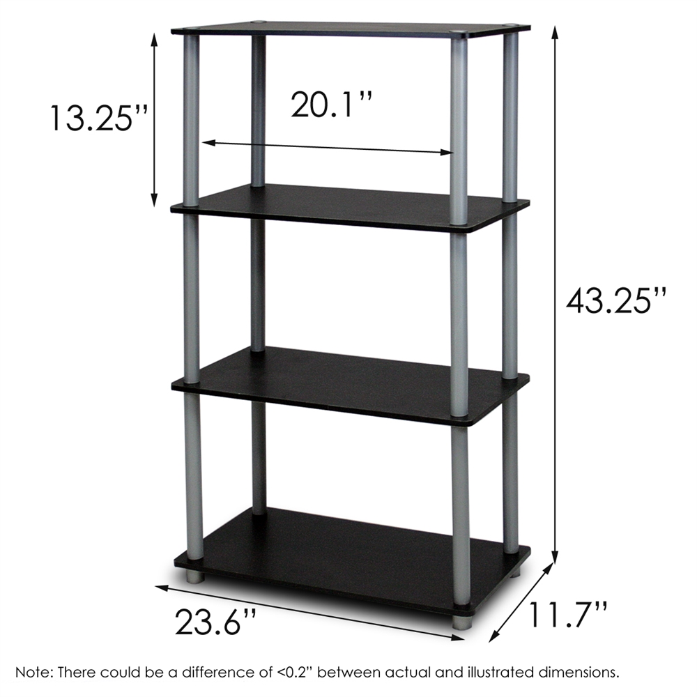 Turn-N-Tube 4-Tier Multipurpose Shelf Display Rack, Black/Grey. Picture 2
