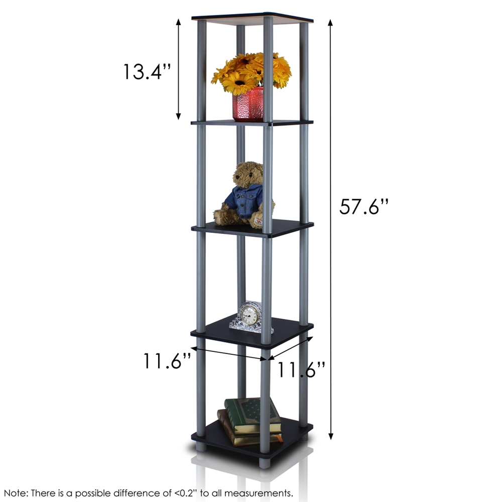 Turn-N-Tube 5-Tier Corner Square Rack Display Shelf, Black/Grey. Picture 2