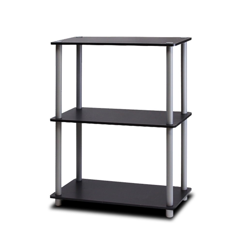 Turn-N-Tube 3-Tier Compact Multipurpose Shelf Display Rack, Black/Grey. Picture 1