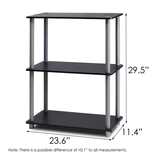Turn-N-Tube 3-Tier Compact Multipurpose Shelf Display Rack, Black/Grey. Picture 2