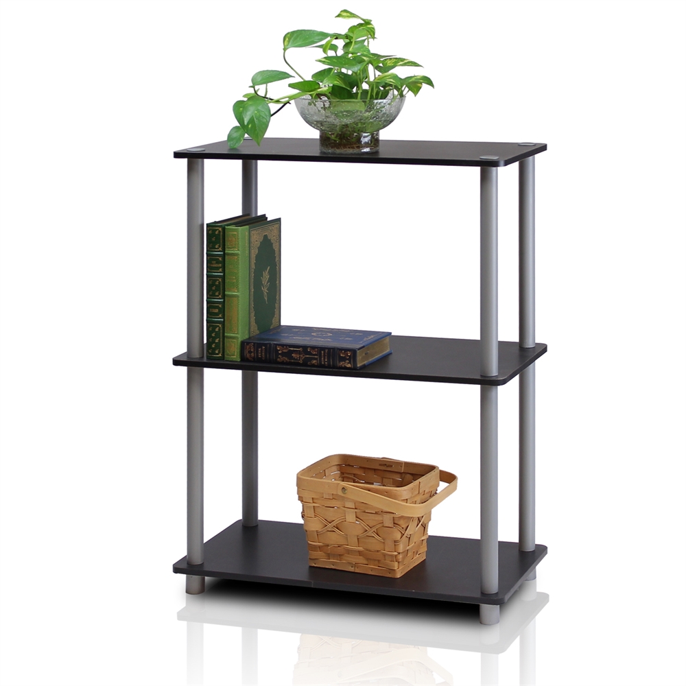 Turn-N-Tube 3-Tier Compact Multipurpose Shelf Display Rack, Black/Grey. Picture 3