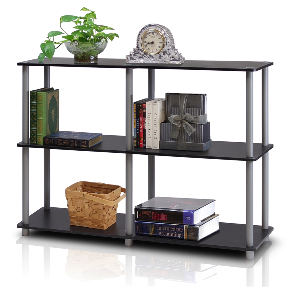 Turn-N-Tube 3-Tier Double Size Storage Display Rack, Black/Grey. Picture 1