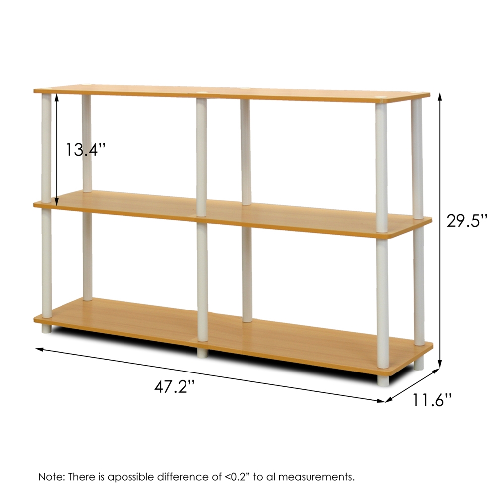 Turn-N-Tube 3-Tier Double Size Storage Display Rack, Beech/White. Picture 2