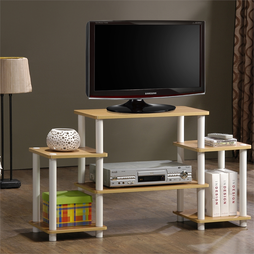 Turn-N-Tube No Tools Entertainment Center, Beech/White. Picture 2