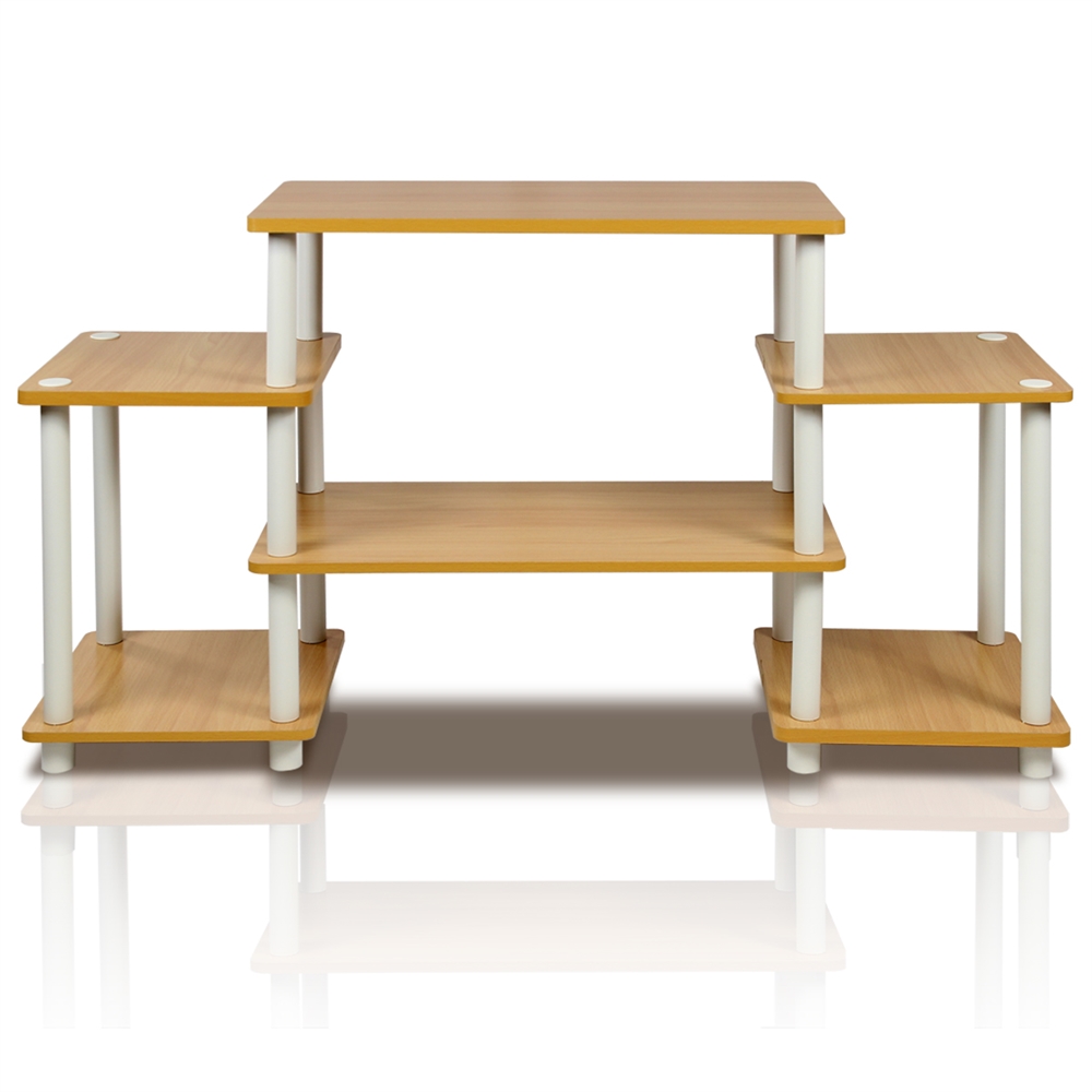 Turn-N-Tube No Tools Entertainment Center, Beech/White. Picture 1