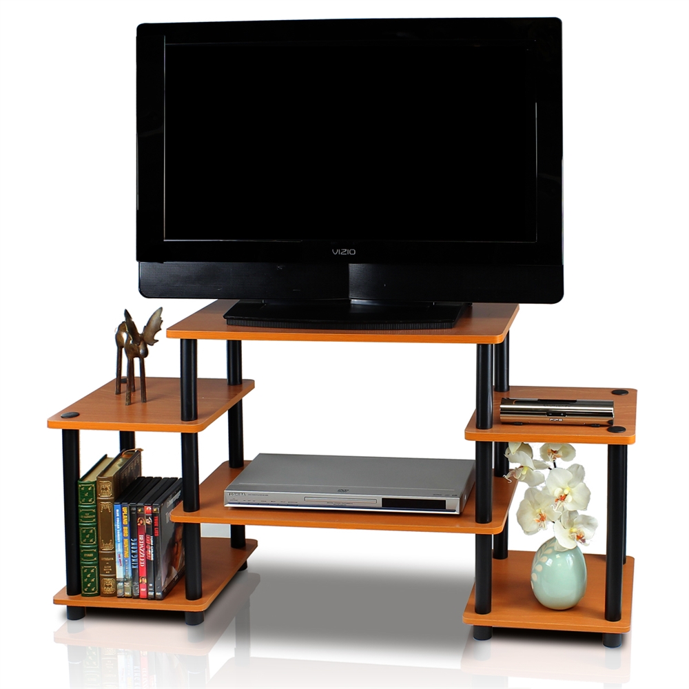 Turn-N-Tube No Tools Entertainment Center, Light Cherry/Black. Picture 3