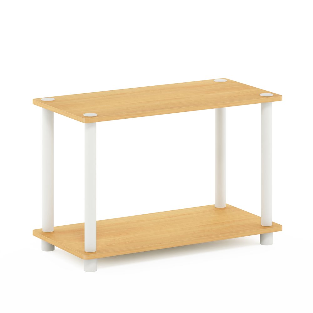 Turn-N-Tube 2-Tier No Tools Tube Shelf/End Table, Beech/White. Picture 1