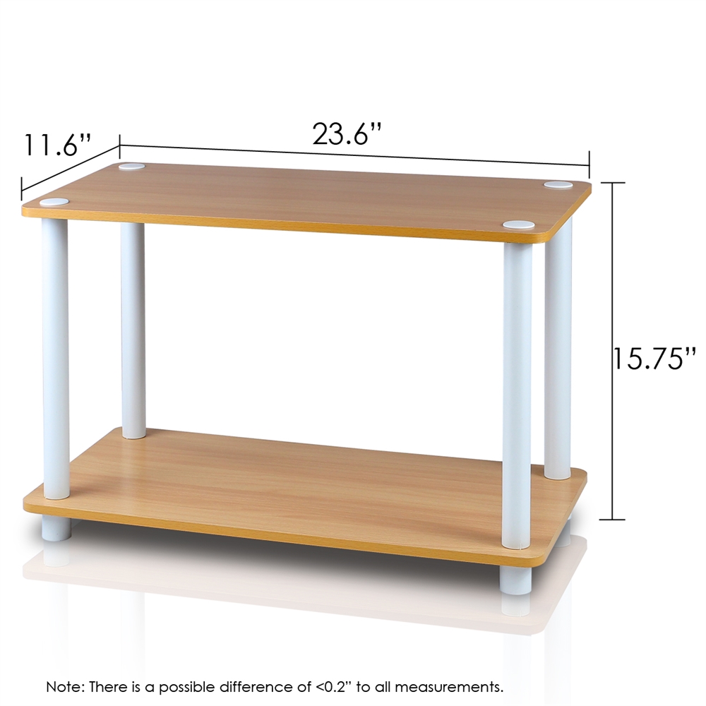 Turn-N-Tube 2-Tier No Tools Tube Shelf/End Table, Beech/White. Picture 2