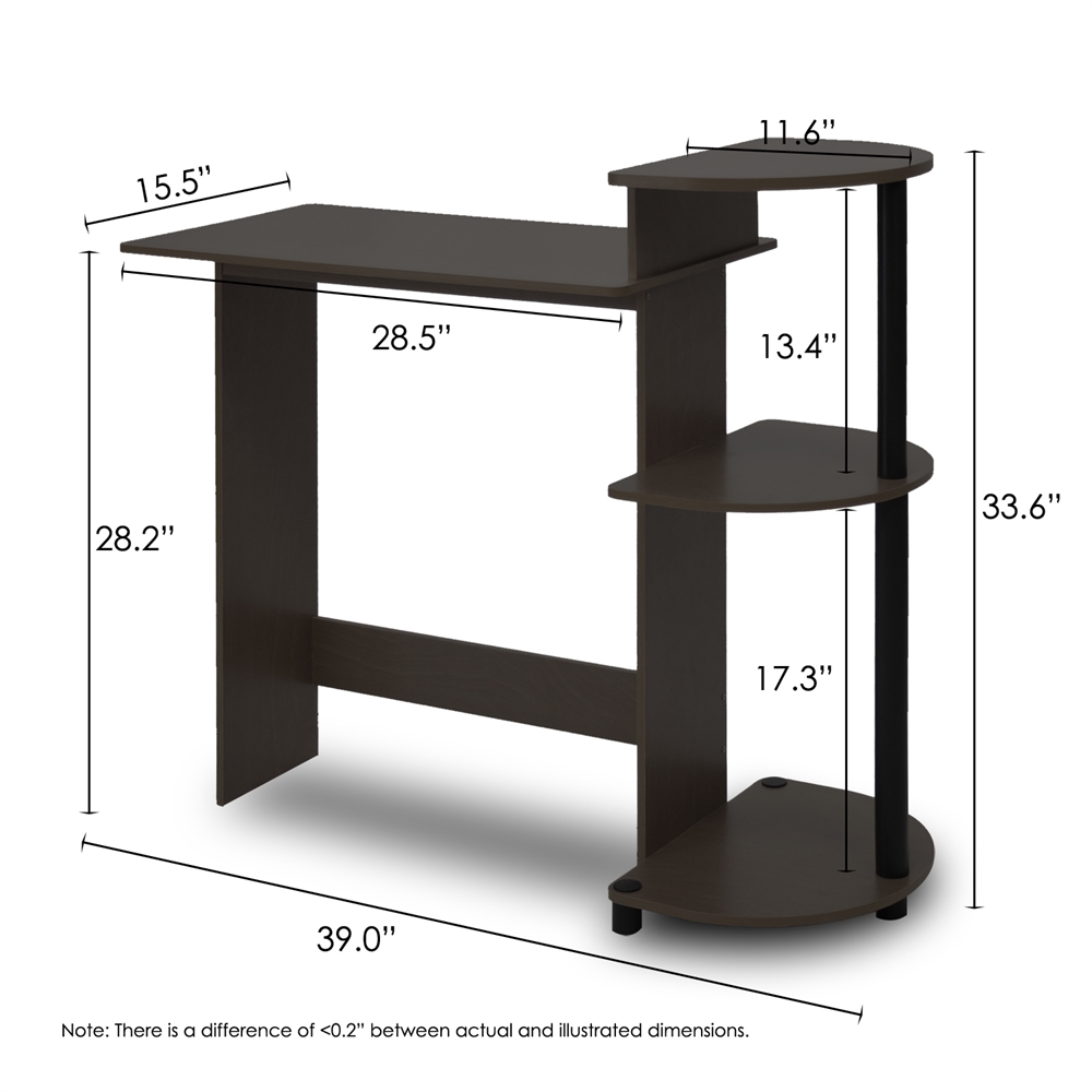 Compact Computer Desk, Espresso/Black. Picture 2