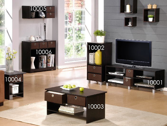 End Table/ Night Stand Storage Shelf with Bin Drawer, Espresso/Brown. Picture 3