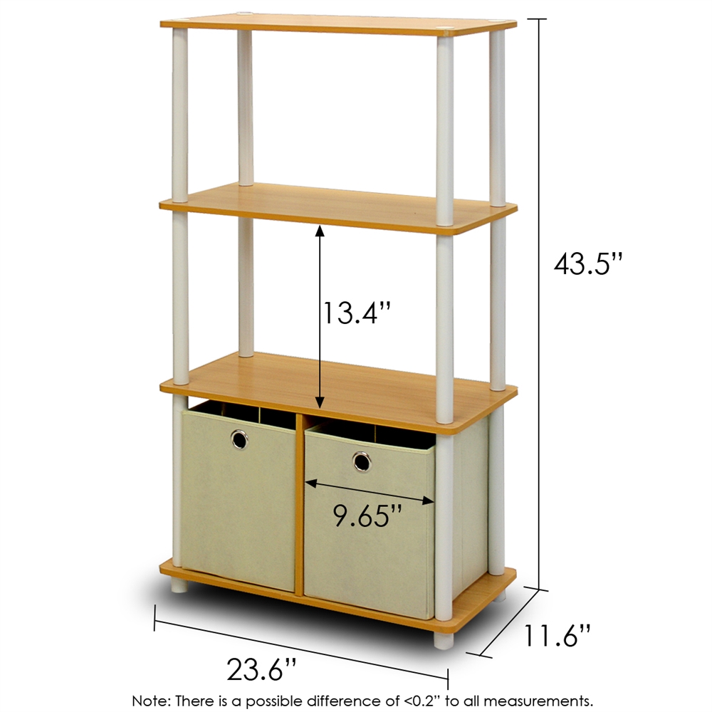 Go Green 4-Tier Multipurpose Storage Rack Shelving Unit w/Bins, Beech/White. Picture 2