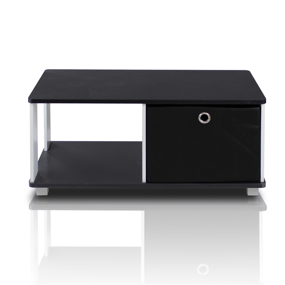 Coffee Table with Bin Drawer, Black & White. Picture 1